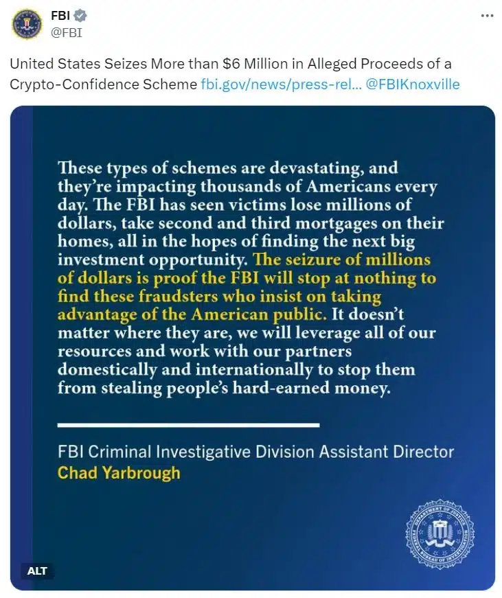 پلیس FBI نیز برای دستگیری کلاهبرداران دست به کار شد. 1 پلیس FBI نیز برای دستگیری کلاهبرداران دست به کار شد.